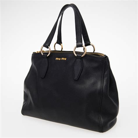 miu miu black leather tote|miumiu totes for women.